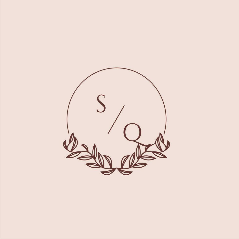 SQ initial monogram wedding with creative circle line vector
