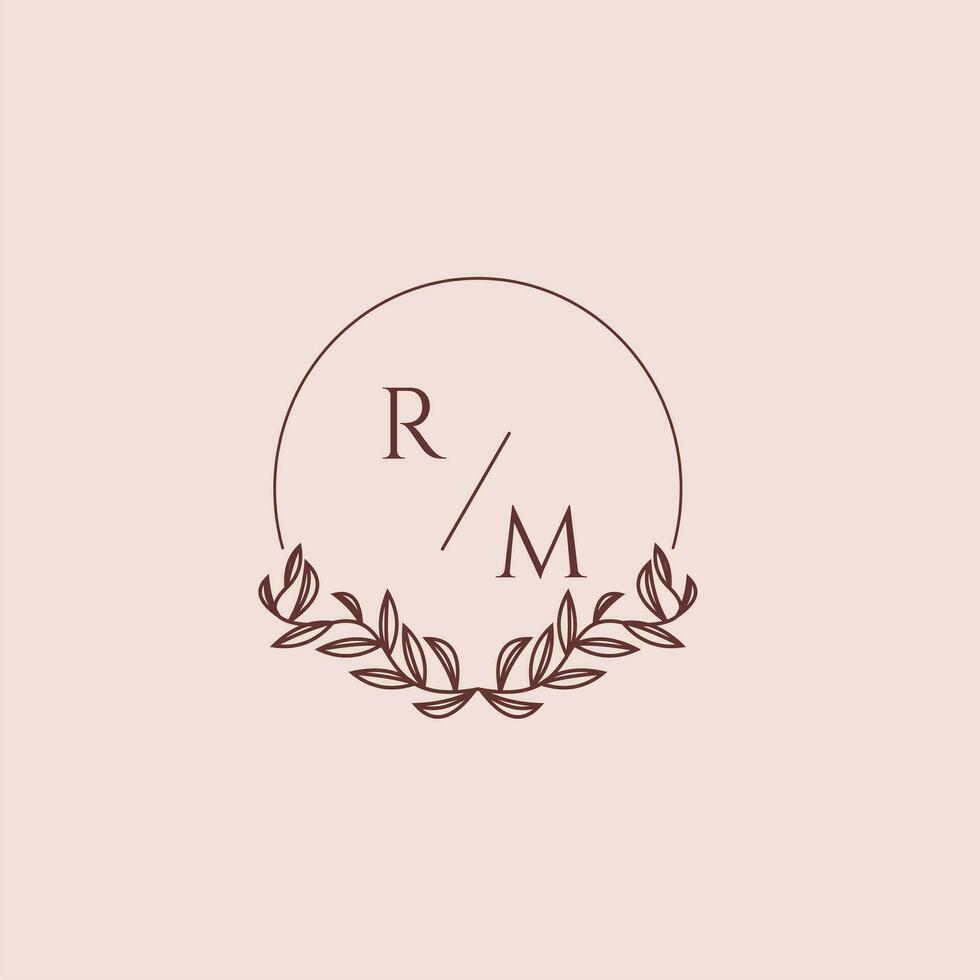 RM initial monogram wedding with creative circle line vector