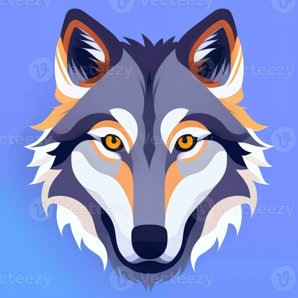 AI generated Cool Wolf Avatar Gamer Clip Art Sticker Decoration Simple ...