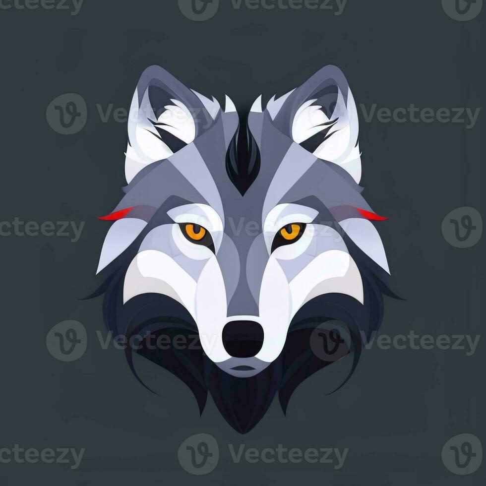 AI generated Cool Wolf Avatar Gamer Clip Art Sticker Decoration Simple Background photo