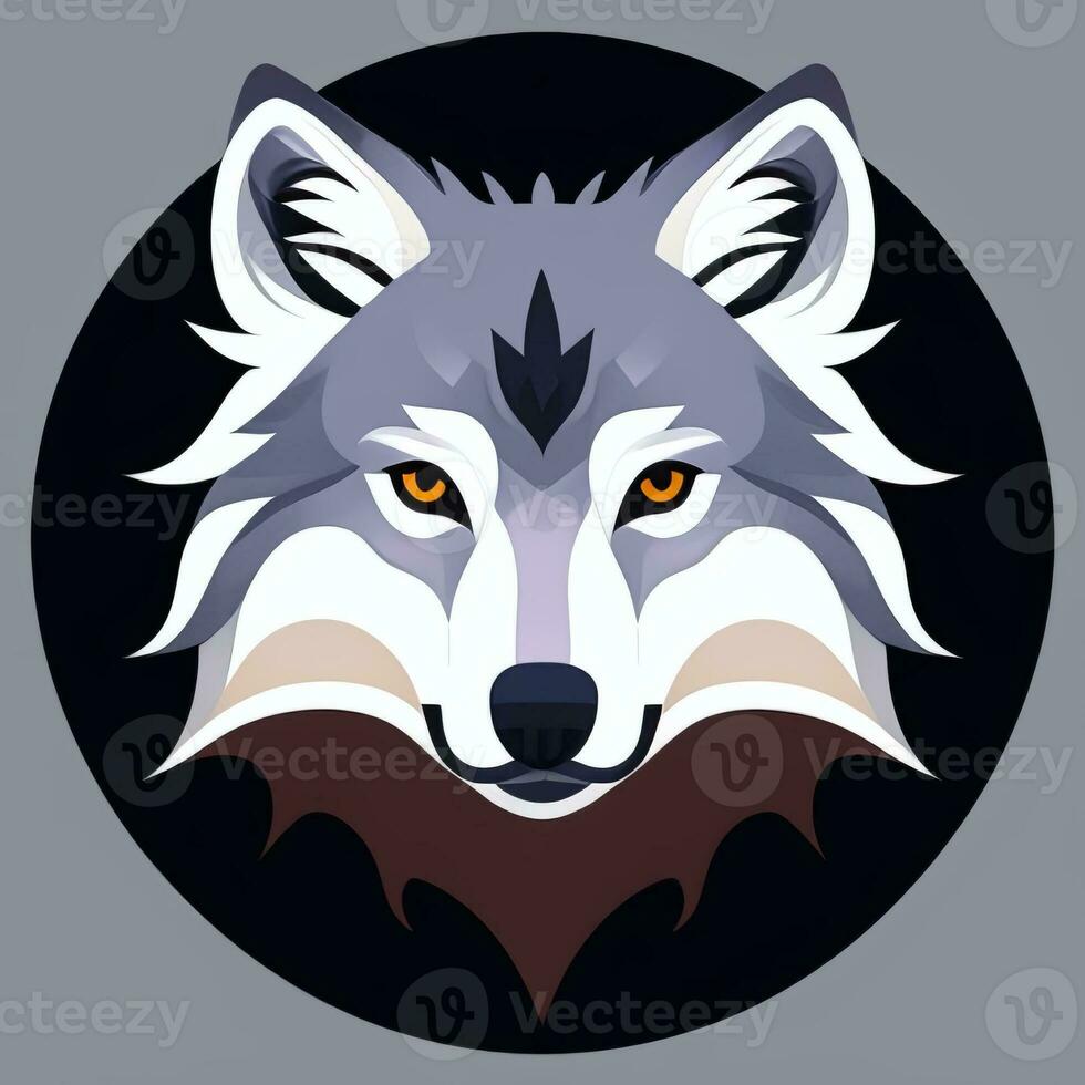 AI generated Cool Wolf Avatar Gamer Clip Art Sticker Decoration Simple Background photo