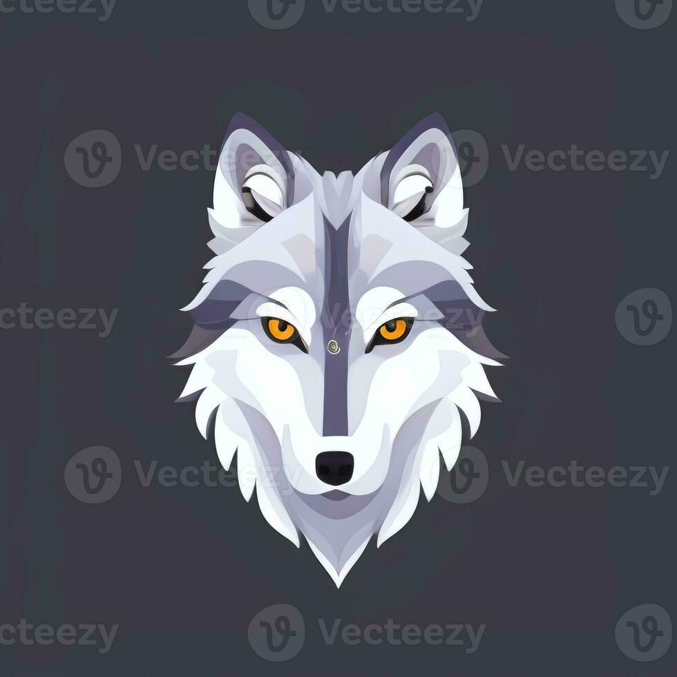 AI generated Cool Wolf Avatar Gamer Clip Art Sticker Decoration Simple Background photo