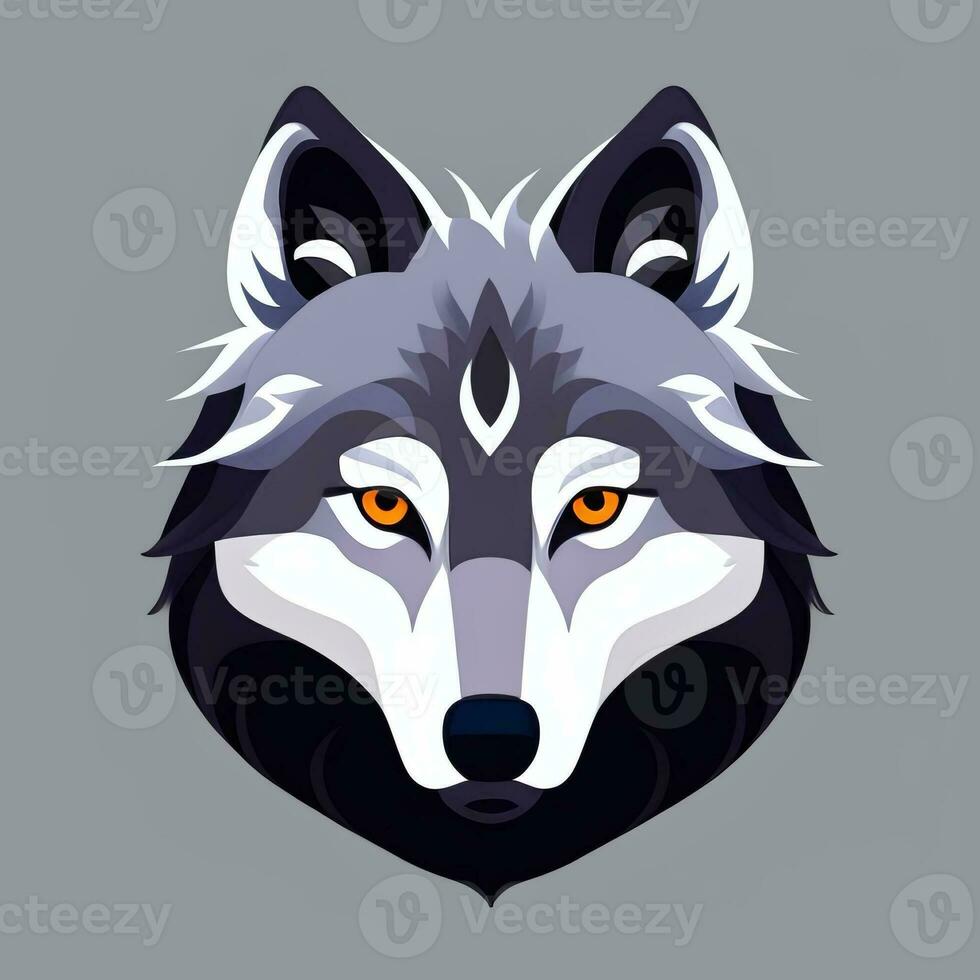 ai generado frio lobo avatar jugador acortar Arte pegatina decoración sencillo antecedentes foto