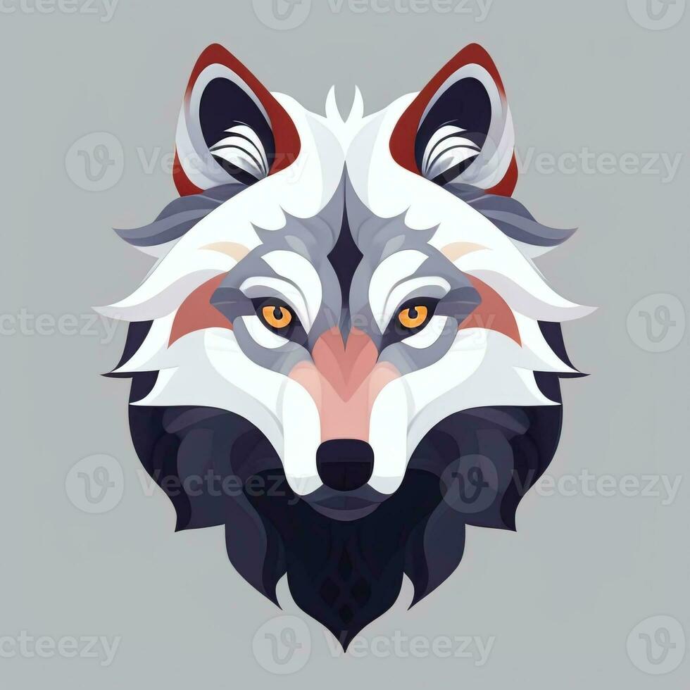 AI generated Cool Wolf Avatar Gamer Clip Art Sticker Decoration Simple Background photo