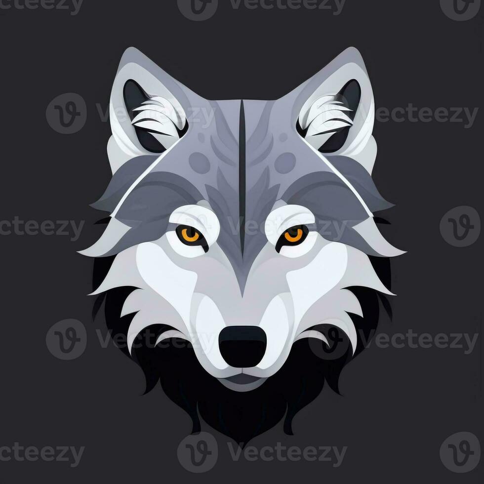 AI generated Cool Wolf Avatar Gamer Clip Art Sticker Decoration Simple Background photo