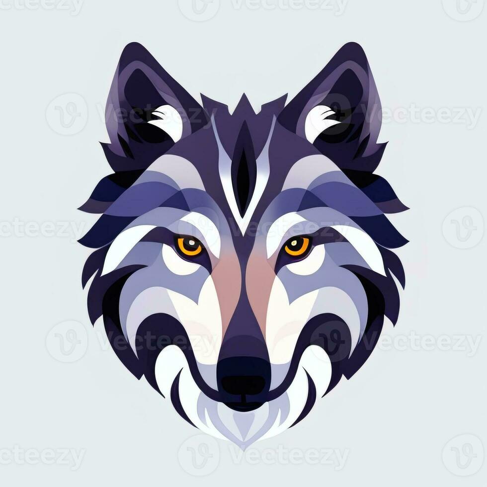 AI generated Cool Wolf Avatar Gamer Clip Art Sticker Decoration Simple Background photo