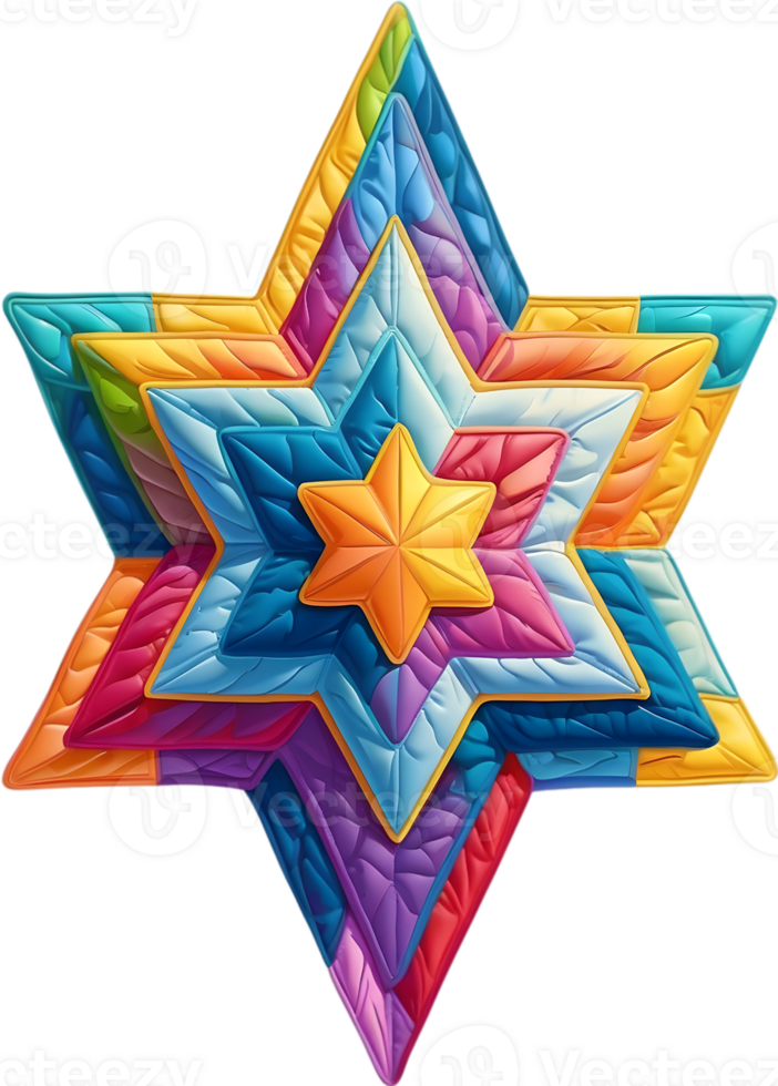 AI generated a star of david with colorful stars png