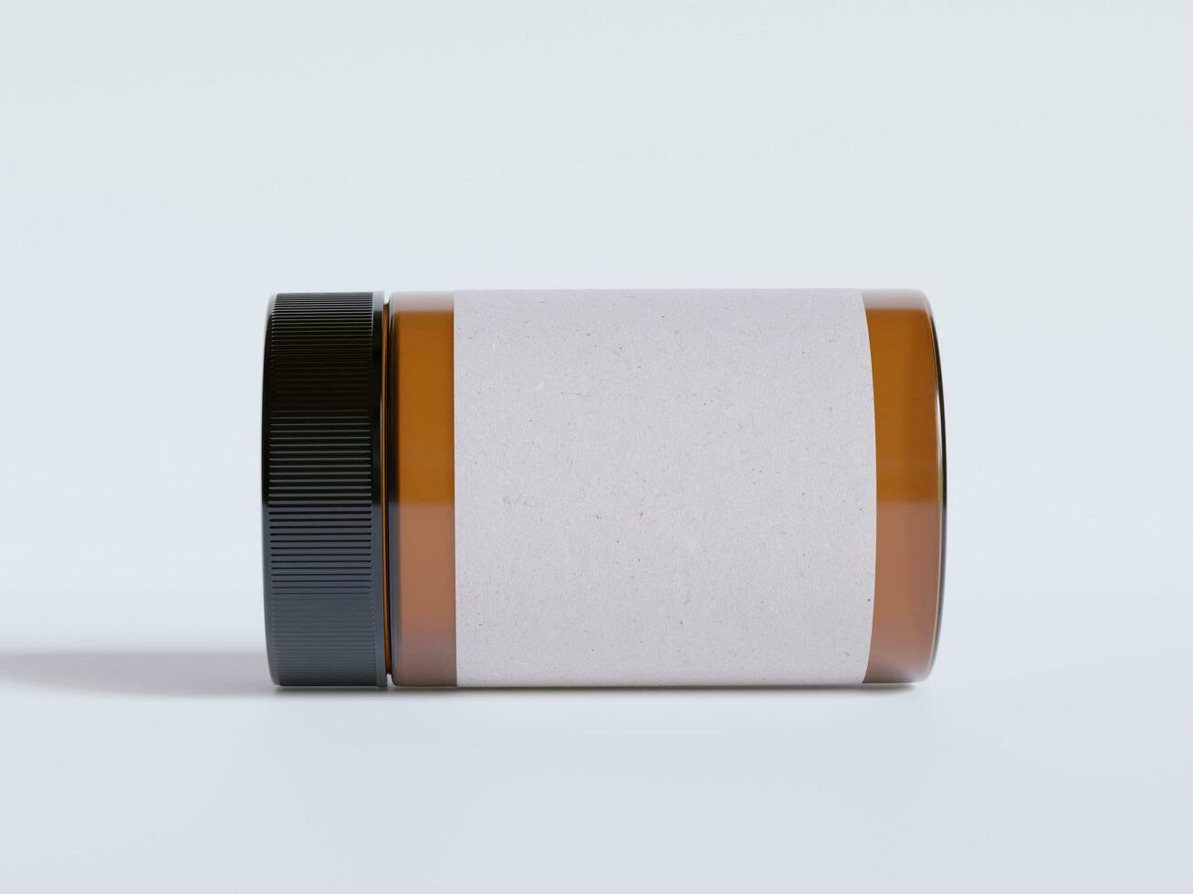 Amber Glass Cosmetic Jar with a realistic texture blank Label white color rendering 3D photo