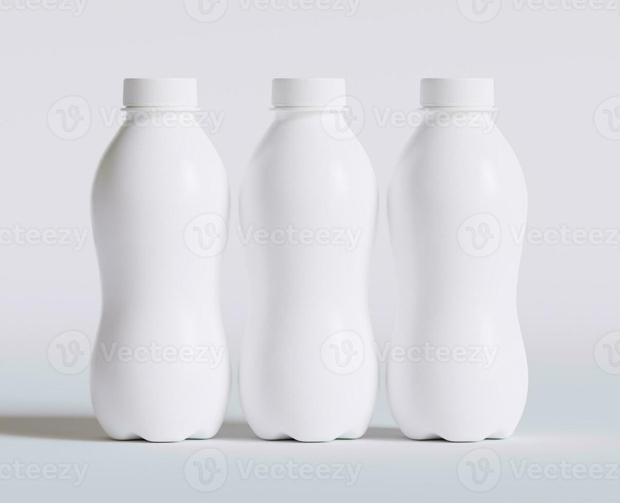 Milk Plastic Bottle White Color and realistic texture rendering 3D photo