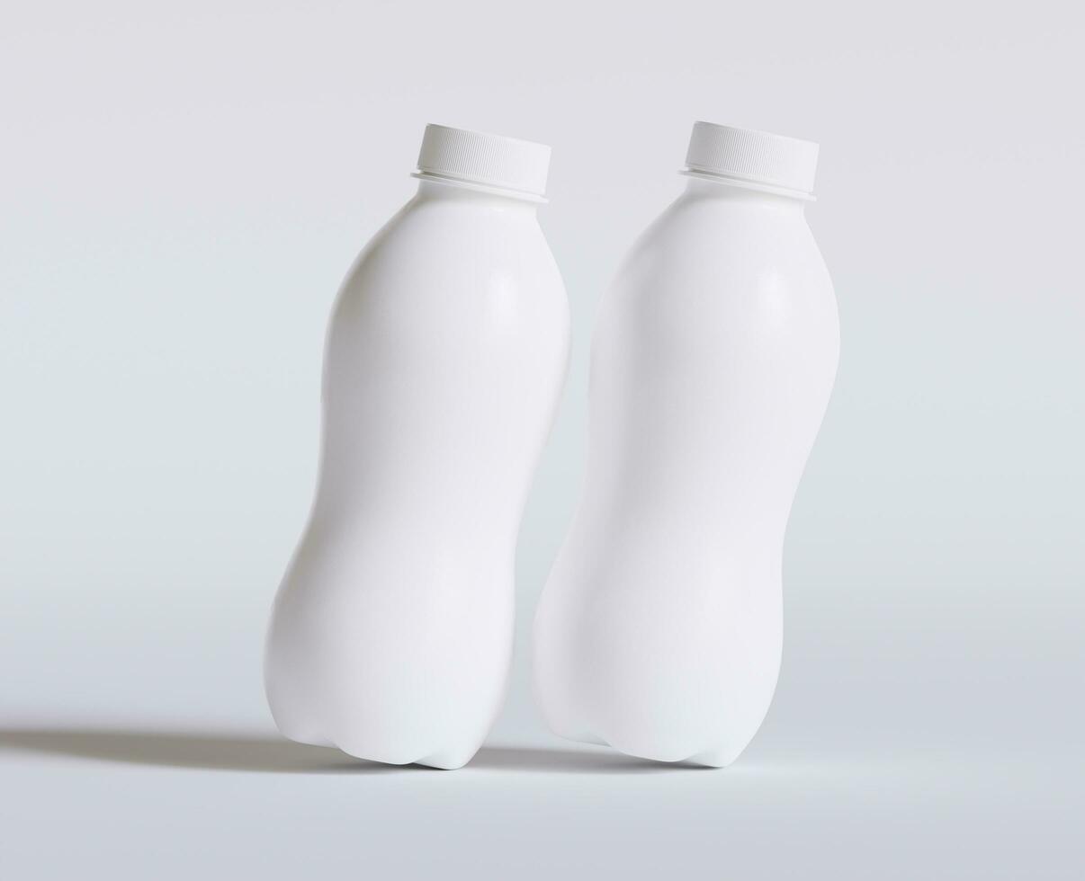 Milk Plastic Bottle White Color and realistic texture rendering 3D photo