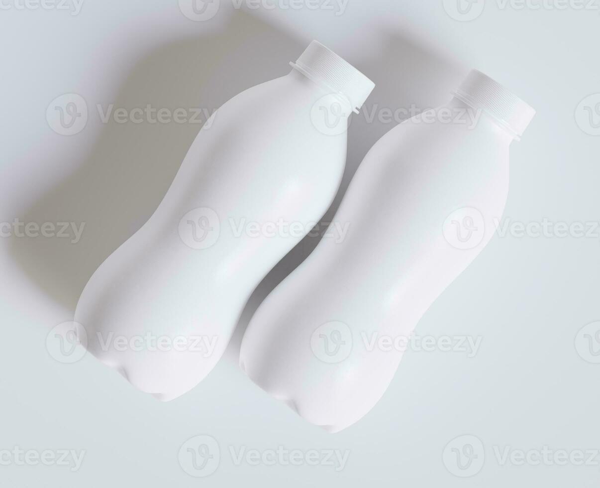 Milk Plastic Bottle White Color and realistic texture rendering 3D photo