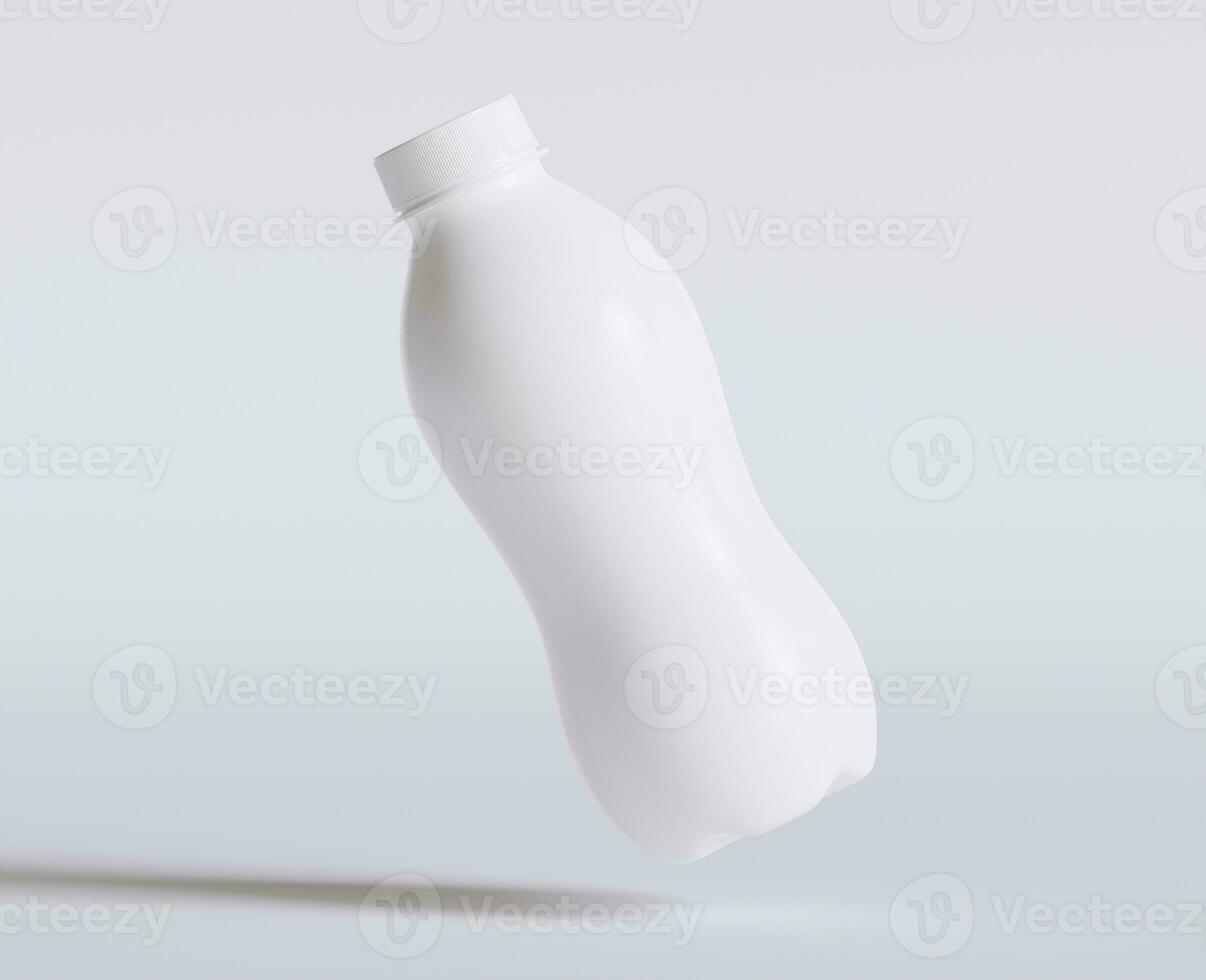 Milk Plastic Bottle White Color and realistic texture rendering 3D photo