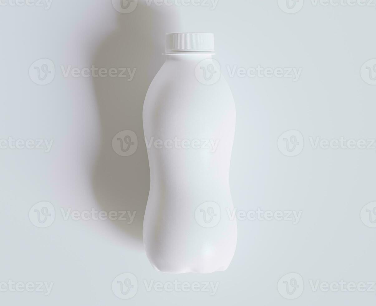 Milk Plastic Bottle White Color and realistic texture rendering 3D photo