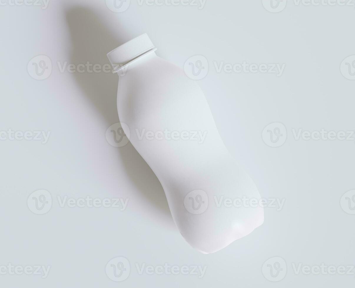 Milk Plastic Bottle White Color and realistic texture rendering 3D photo