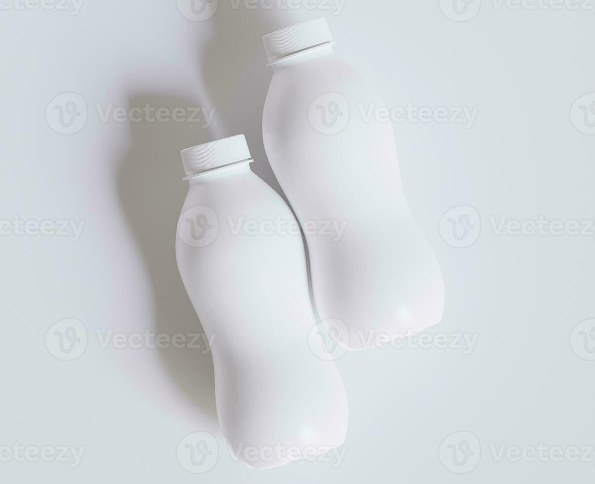 Milk Plastic Bottle White Color and realistic texture rendering 3D photo