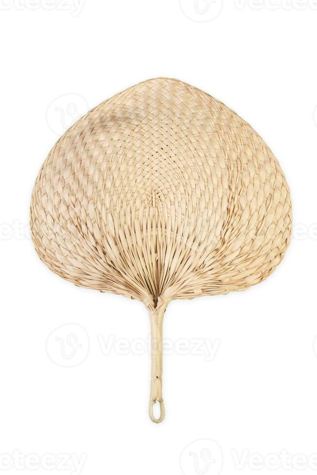 Thailand native weave fan made from palm leaves on white background with clipping path. photo