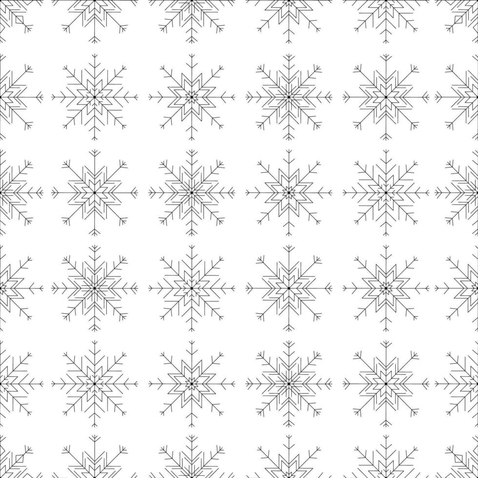 A seamless black and white snowflake pattern illustration, perfect for winter and Christmas themed designs. Wrapping paper. This design is not AI generated. vector