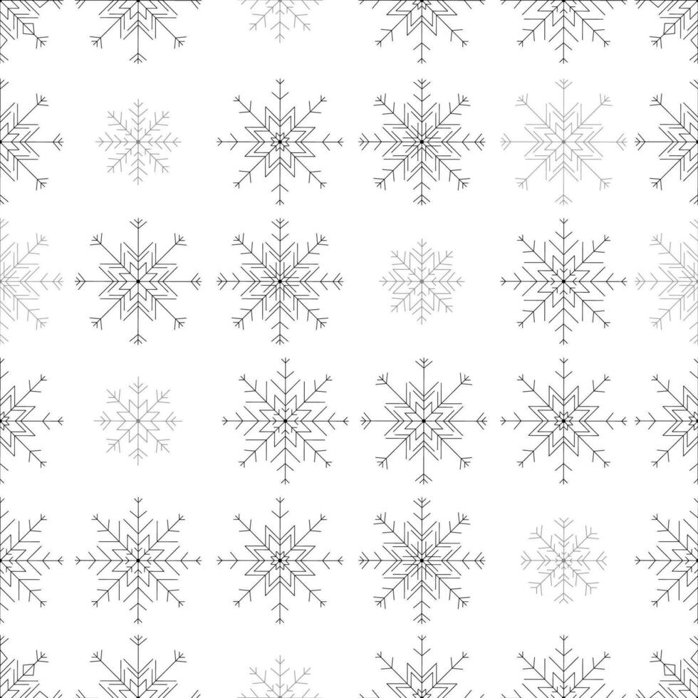 A seamless black and white snowflake pattern illustration, perfect for winter and Christmas themed designs. Wrapping paper. This design is not AI generated. vector