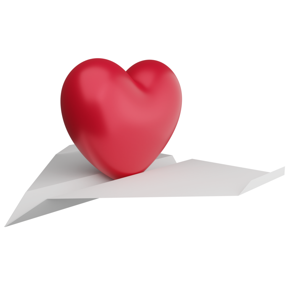 Love message clipart flat design icon isolated on transparent background, 3D render Valentine concept png