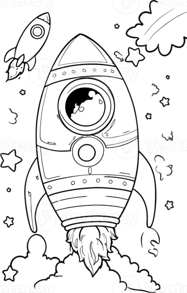 AI generated coloring pages for kids space rocket coloring pages png