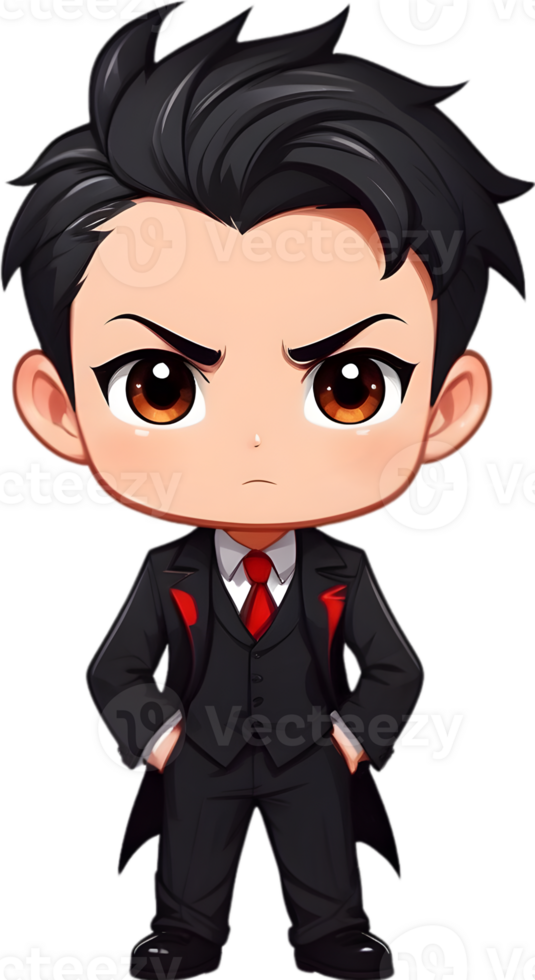AI generated chibi cartoon character in tuxedo ai generative png