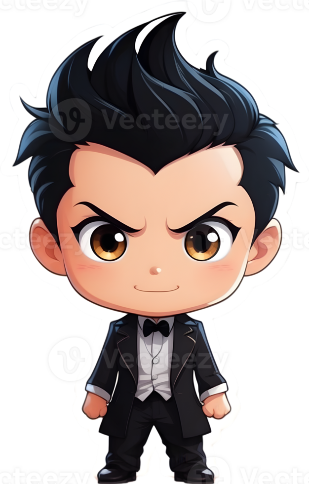 AI generated chibi cartoon character in tuxedo ai generative png