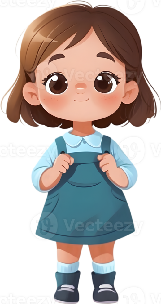 AI generated cartoon girl in blue dress clipart ai generative png