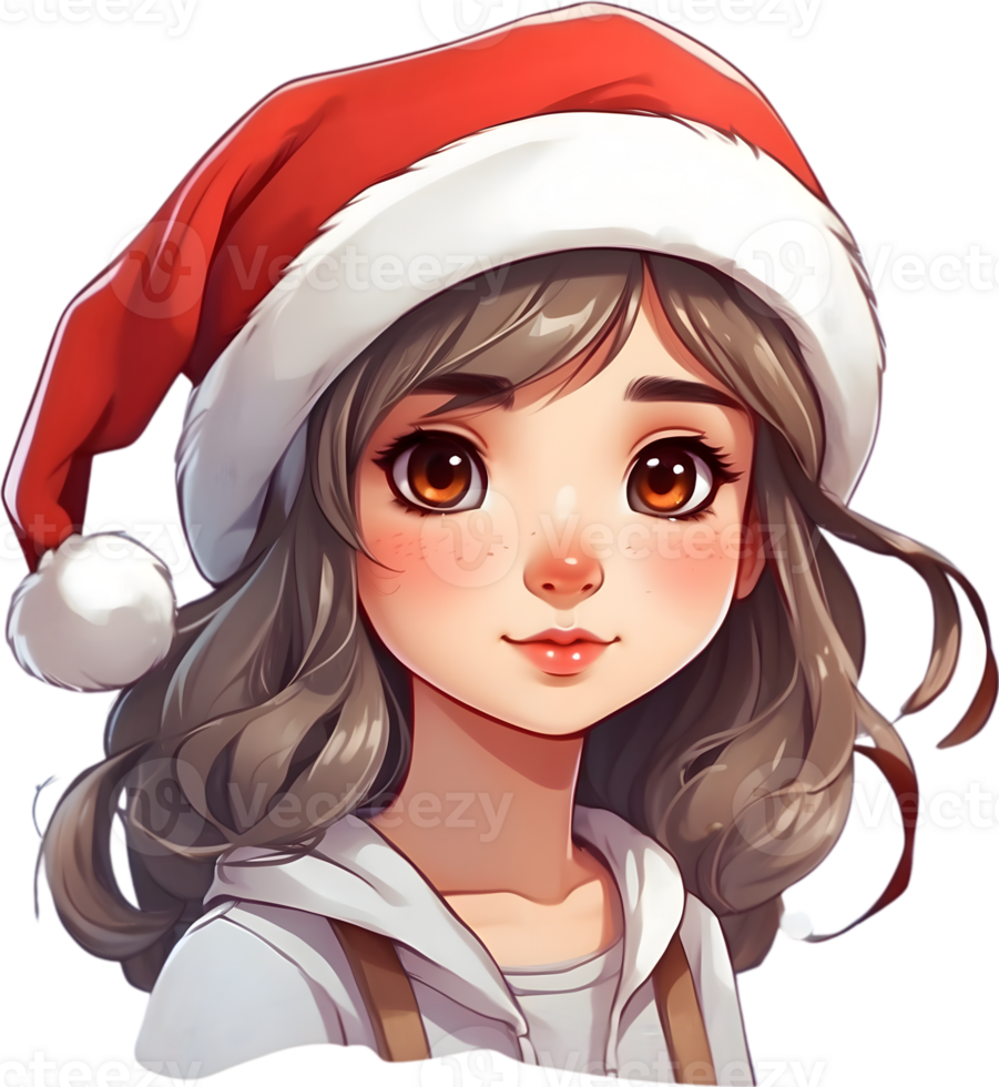 AI generated a girl wearing a santa hat png