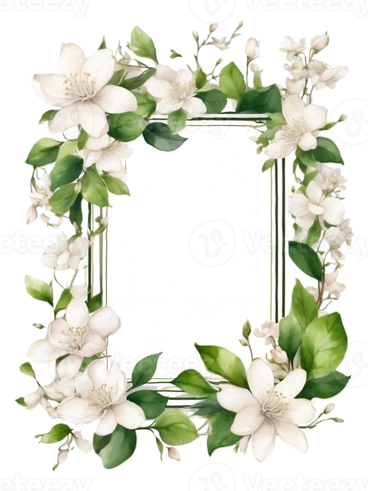 AI generated a water color frame with flowers on it ai generative png