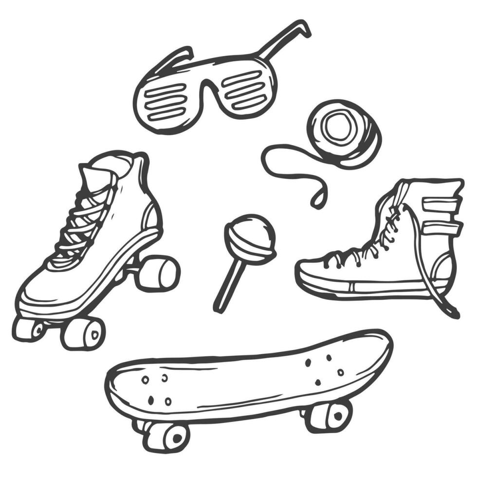 A set of symbols of the 90s in vector