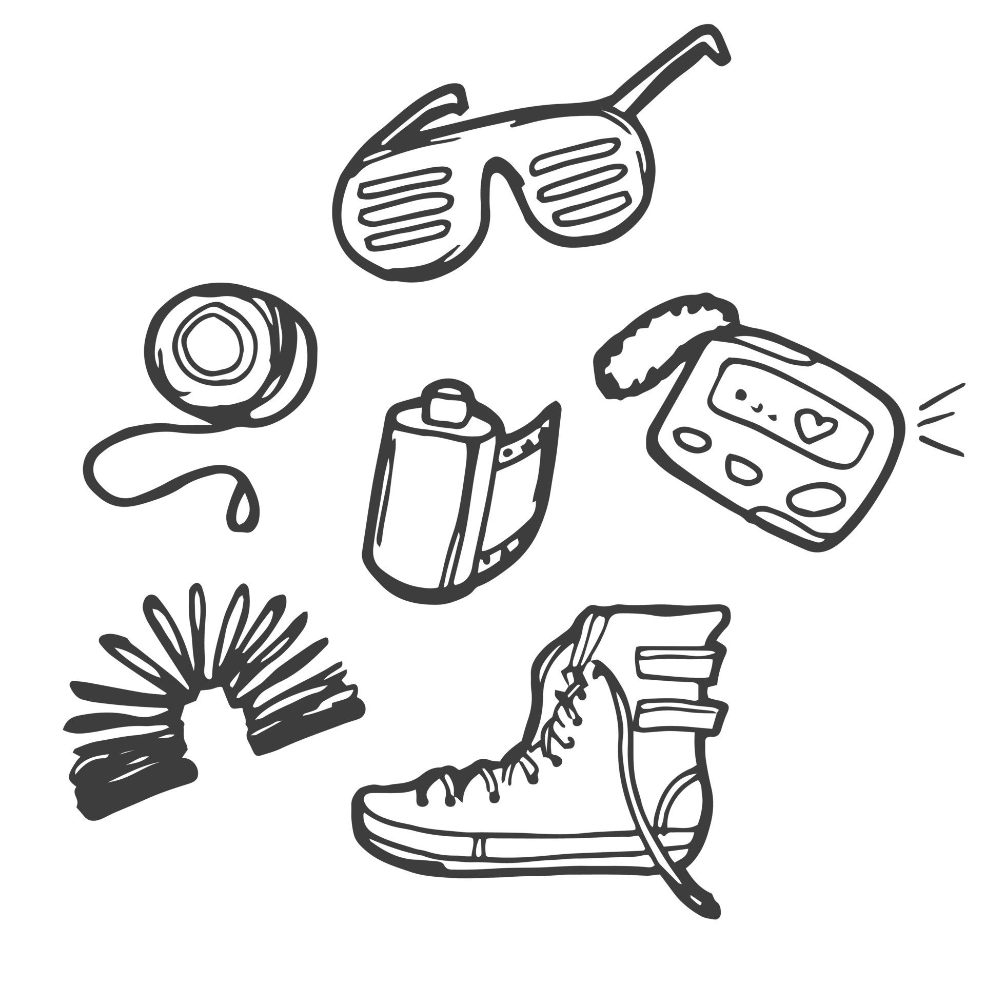 Collection Of Colorful Stickers Icons In 90s Style Vector collection-of-colorful-stickers-icons-in-90s-style-vector