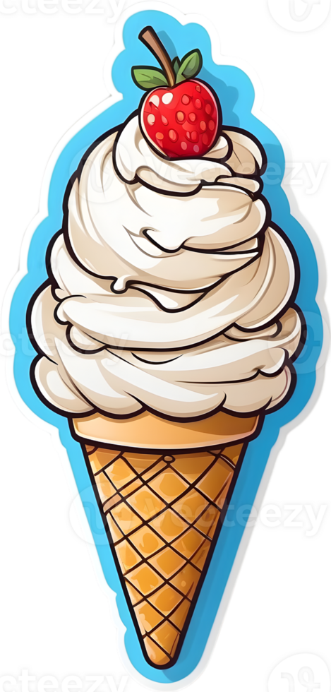 AI generated ice cream cone sticker, transparent background ai generative png