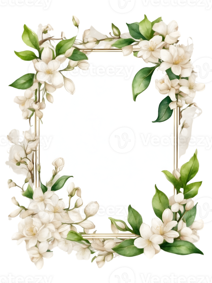 AI generated a water color frame with flowers on it ai generative png