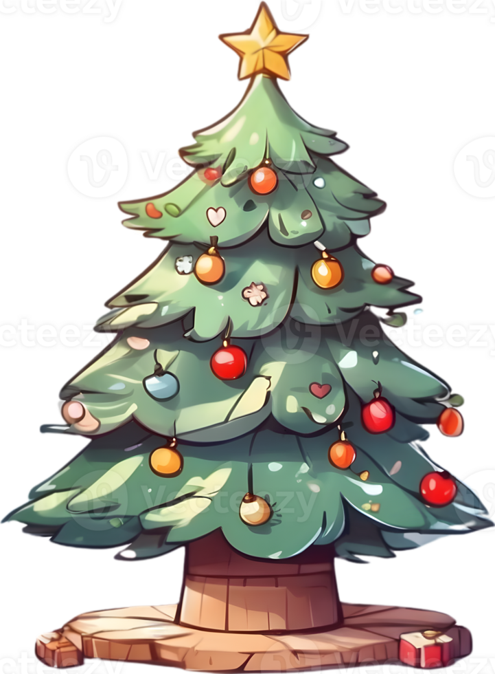 AI generated christmas tree with presents and snow png