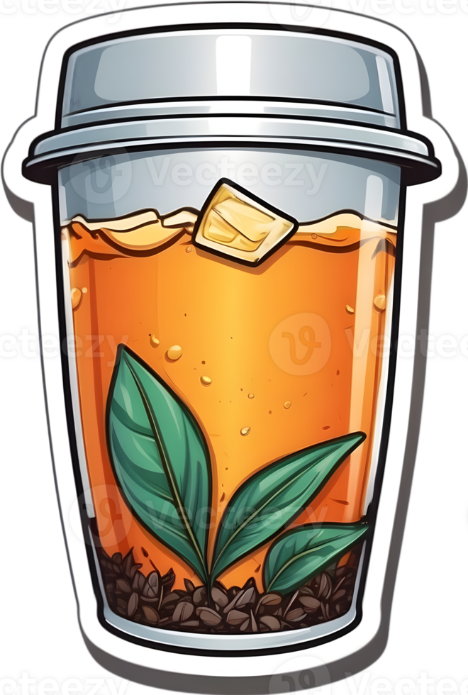 AI generated a cup of tea with leaves and ice in it ai generative png