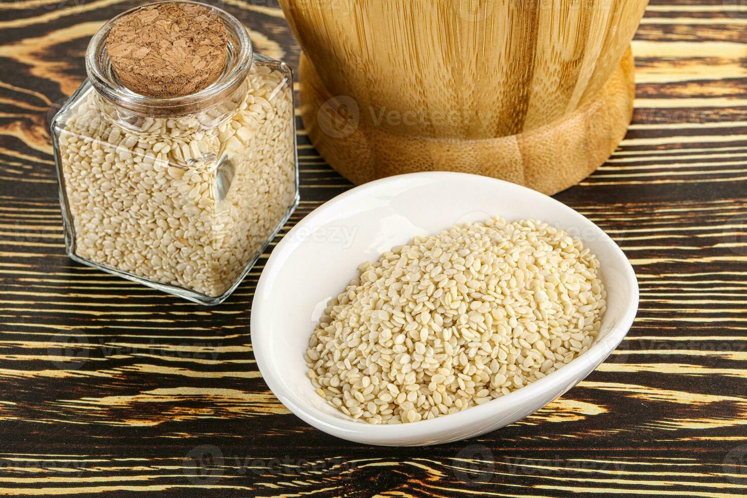 Sesame seeds heap in the bowl photo