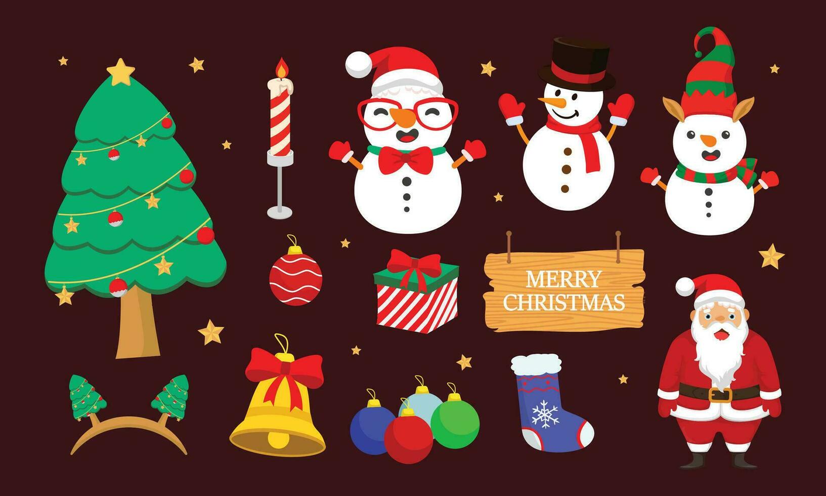 New year festive christmas cute elements vector