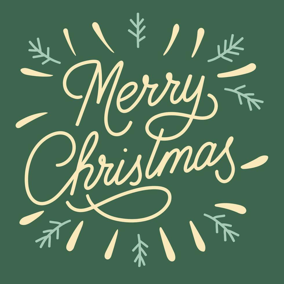 Merry Christmas lettering banner. Square banner Merry Christmas. Handwriting calligraphy holiday banner. Hand drawn vector art.