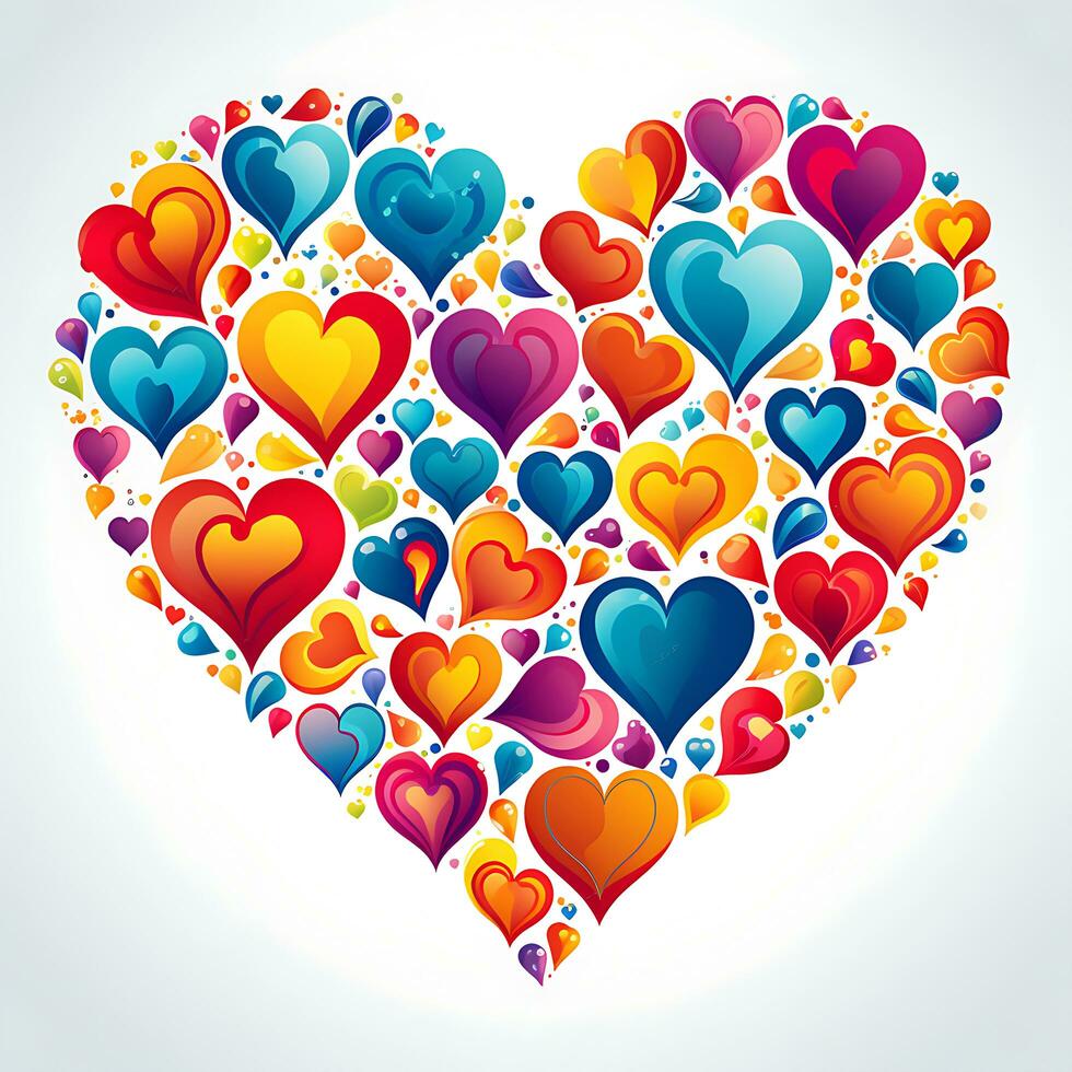 AI generated View of a colorful heart love design photo