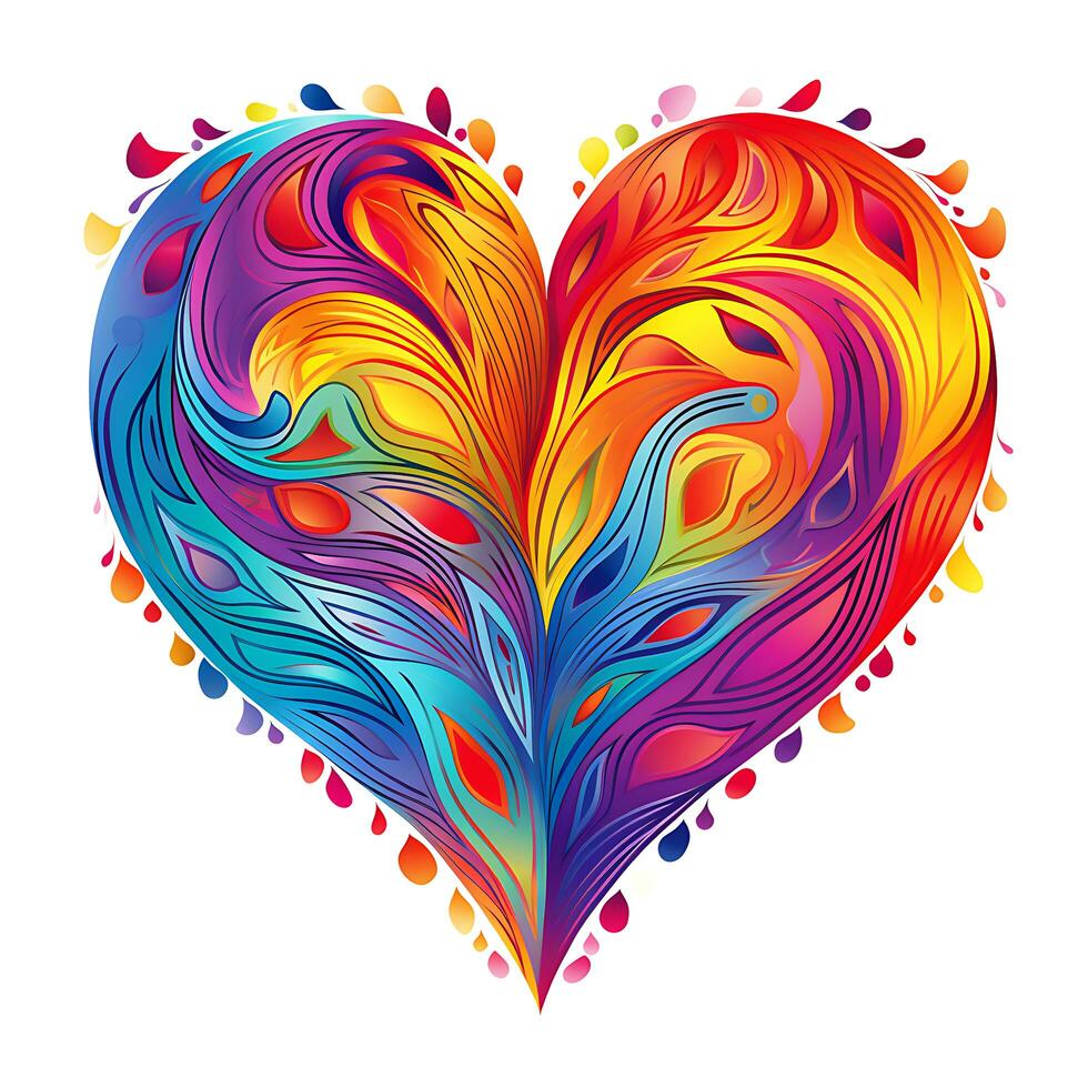 AI generated View of a colorful heart love design photo