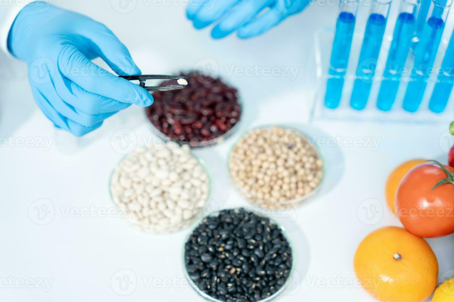 Scientist check chemical food residues in laboratory. Control experts inspect the concentration of chemical residues. hazards, ROHs standard, find prohibited substances, contaminate, Microbiologist photo