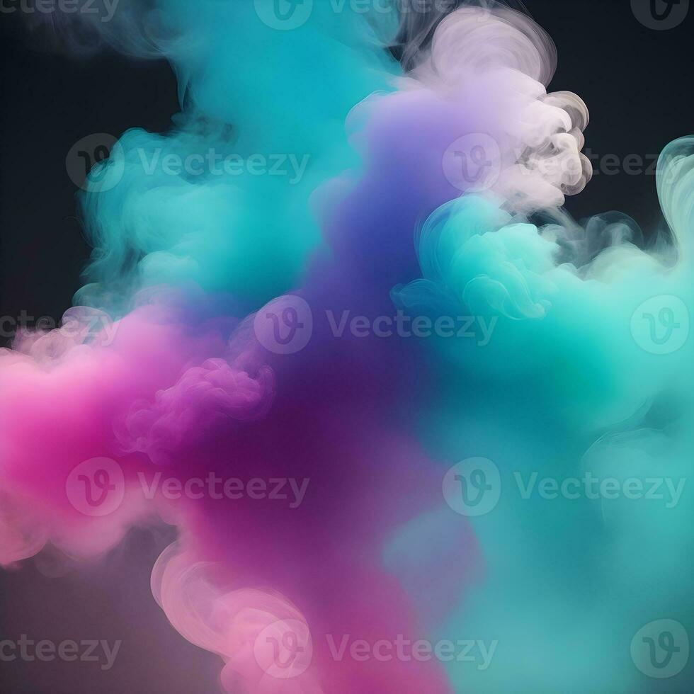 AI generated Color paint smoke splashes. Flows of magic dust with glitter particles and sparkles. Vector realistic set of flowing color clouds of fog or steam photo