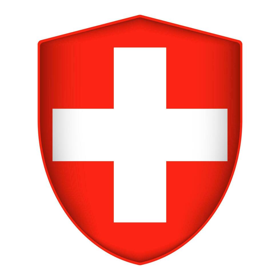 Switzerland flag in shield shape. Vector illustration.