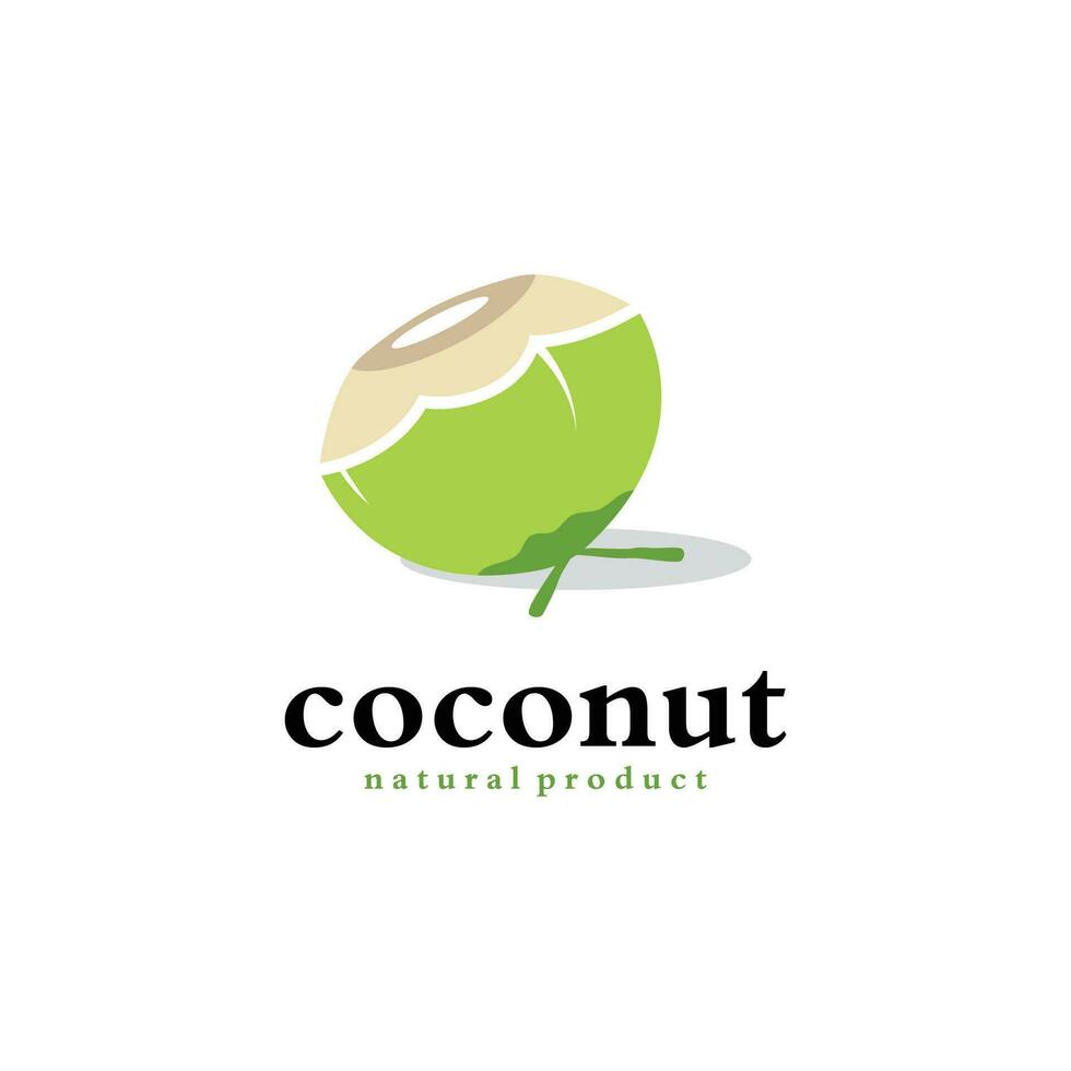 Natural Young Coconut Flat Design Logo Template. vector