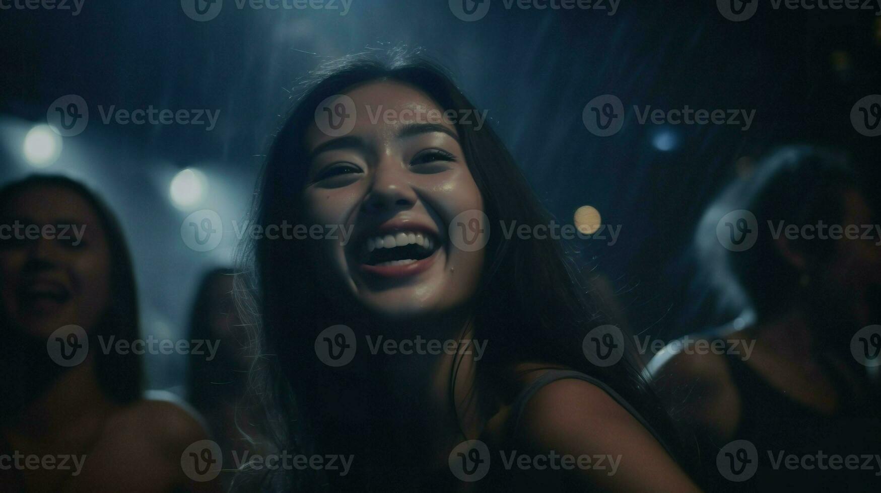 Asian girls having fun together in a club. Generative AI photo