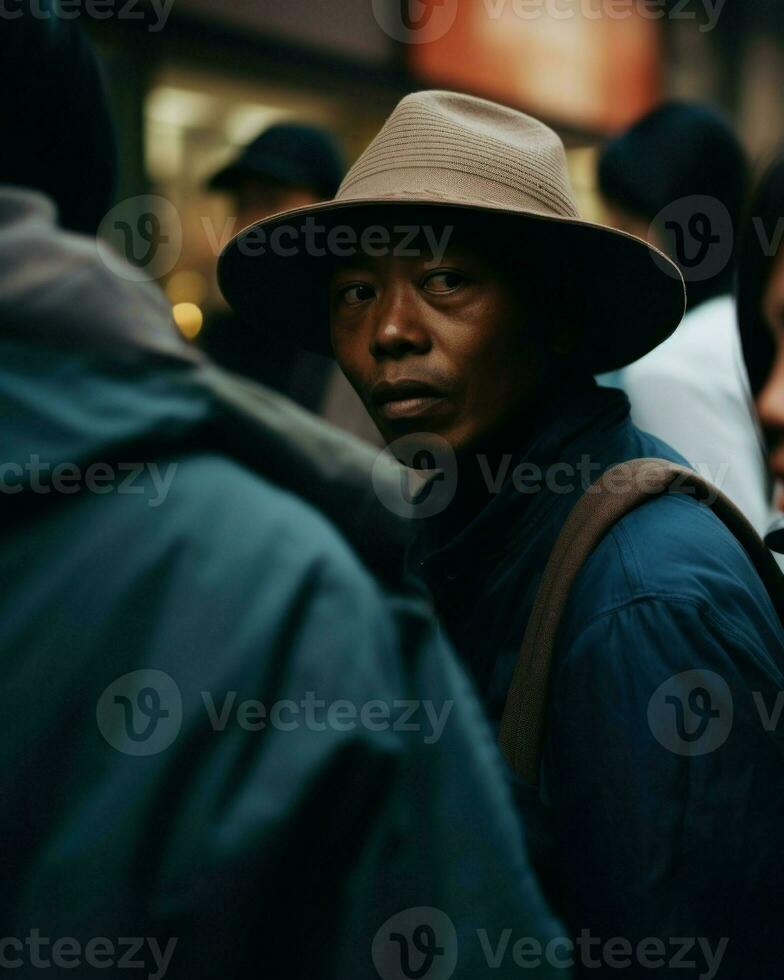Intimate photo of a group of people lost in the crowds of the city