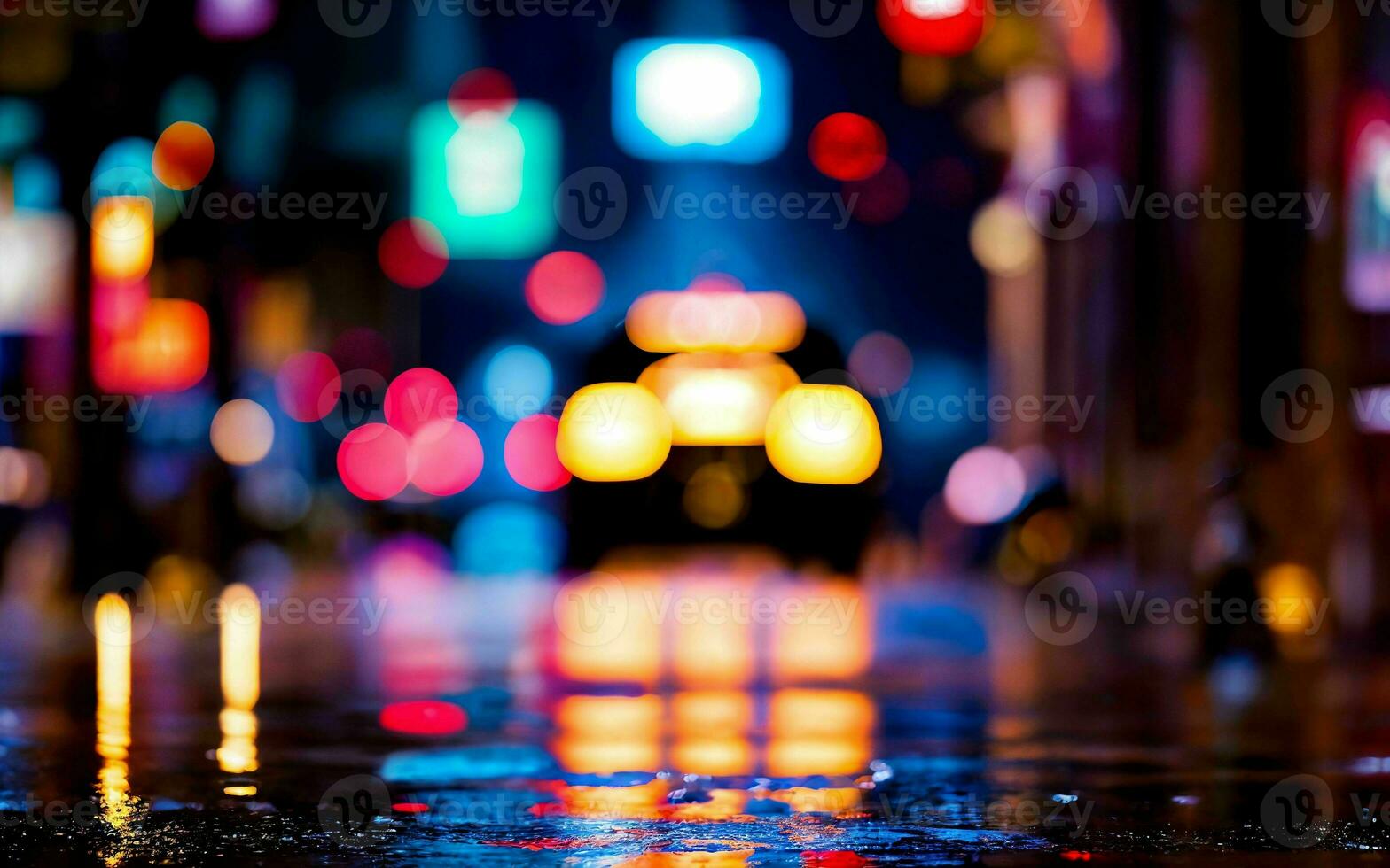 AI generated Dusk Rain Capturing the Shimmer of Urban Life in the Rain ai generated photo