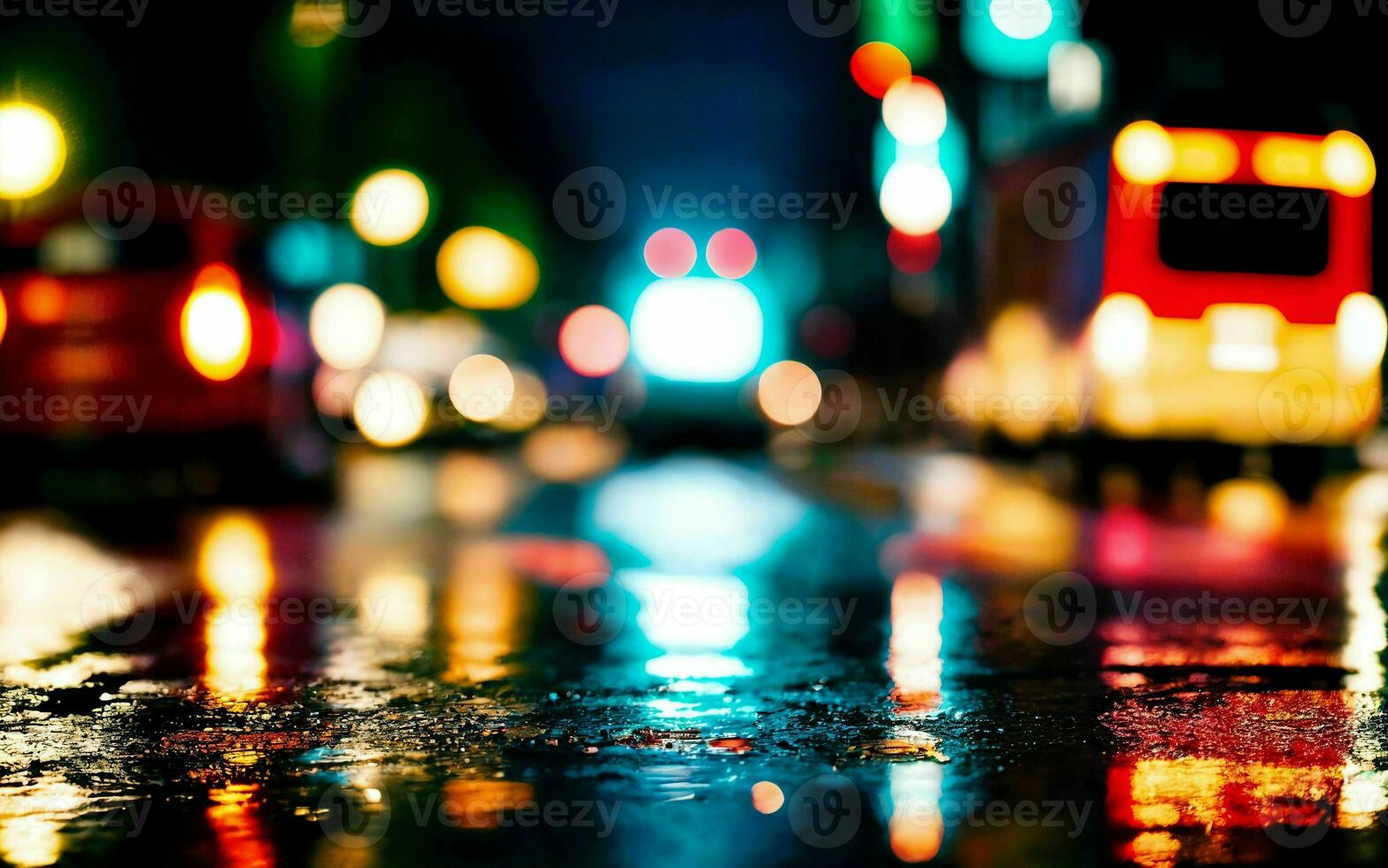 AI generated Dusk Rain Capturing the Shimmer of Urban Life in the Rain ai generated photo