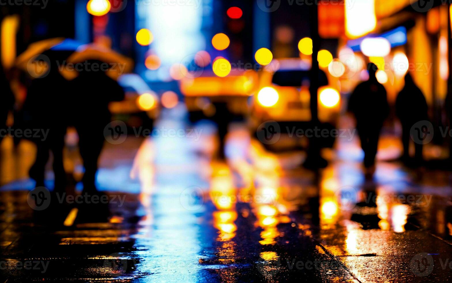 AI generated Dusk Rain Capturing the Shimmer of Urban Life in the Rain ai generated photo