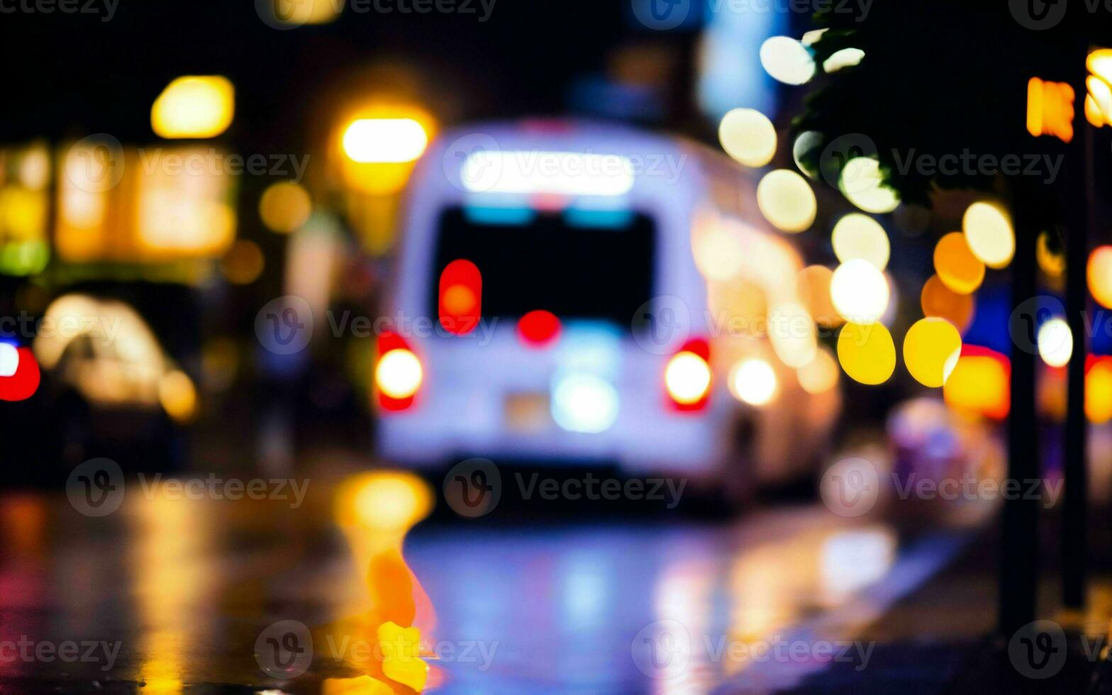 AI generated Dusk Rain Capturing the Shimmer of Urban Life in the Rain ai generated photo